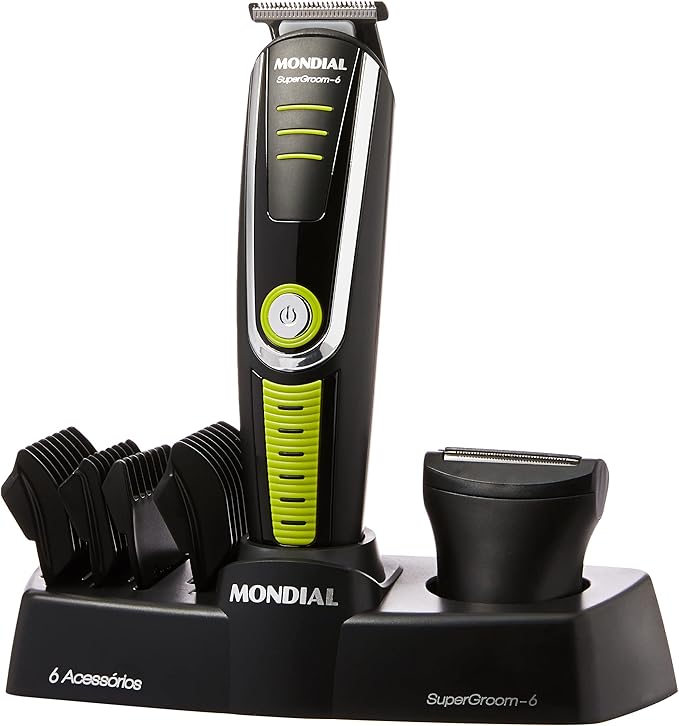 Aparador de Pelos Super Groom 06, Mondial, Preto/Verde, 6W, Bivolt - BG-04