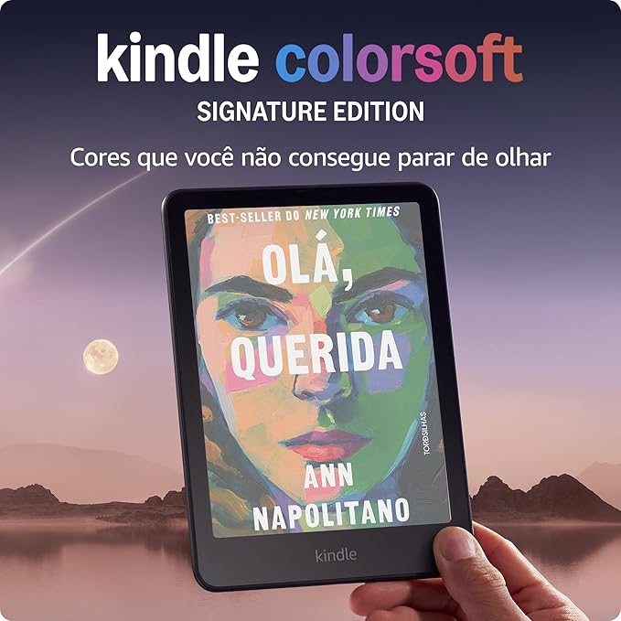 Apresentamos o Kindle Colorsoft Signature Edition (32 GB) - Com tela colorida, luz frontal autoadaptável, carregamento sem fio e bateria que dura sema