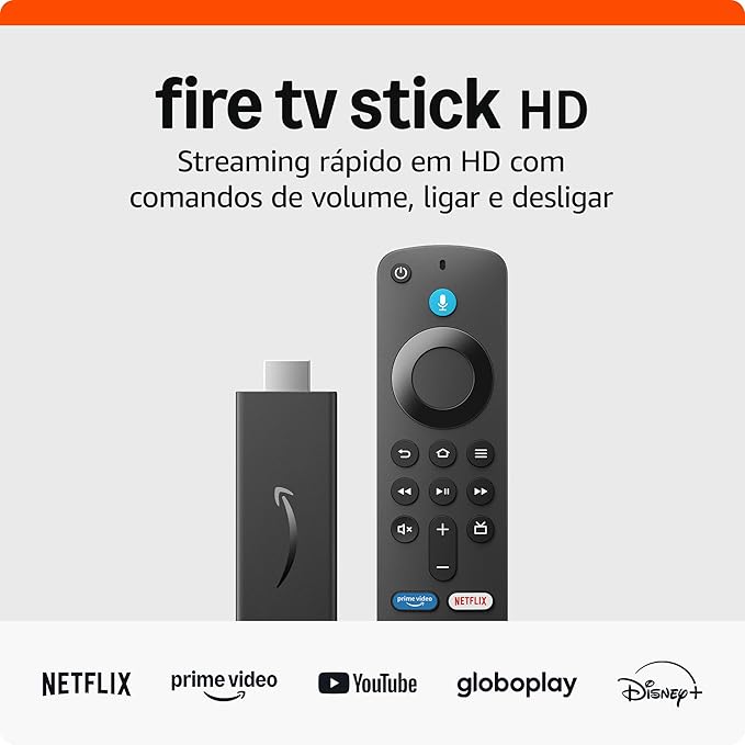 Fire TV Stick HD (Geração mais recente) | Com controle remoto por voz com Alexa (inclui comandos de TV), controles de casa inteligente e streaming em 