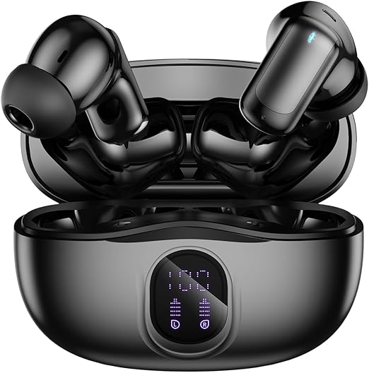 Fones de Ouvido Bluetooth Sem Fio 60 Horas de Reprodução Fones de Ouvido Esportivos IPX5 À Prova D'Água Fones de Ouvido de Graves Profundos para iOS A