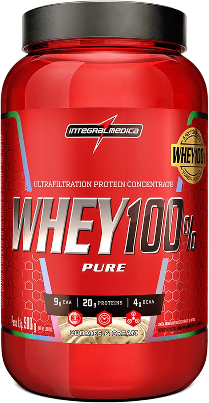 Integralmédica - Whey Protein Concentrado Cookies and Cream 100% Pure - 21g de Proteína por Scoop, Suplementação Alimentar Pós-Treino, Fórmula Enrique