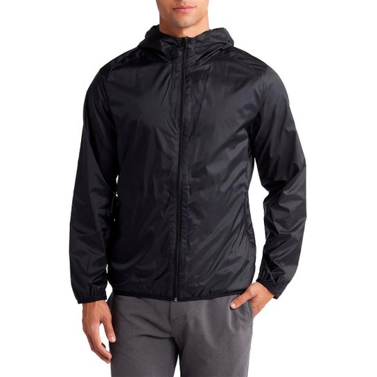 Jaqueta Corta Vento Impermeável Masculino Leve e Confortável Estilo Casual Liso - Preto