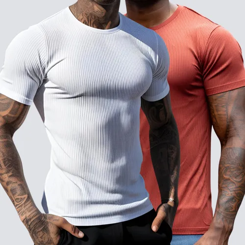 Kit 2 Camisa Americana Textura Canelada Tipo Rapper Gringa