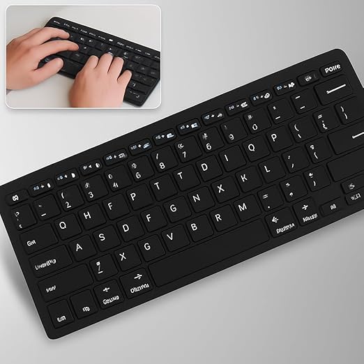 Teclado Sem fio Bluetooth e Receptor USB 2.4GHz ABNT2 Padrão Brasileiro Com tecla 